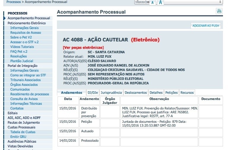 Está no STF a Liminar para o retorno de Salvaro ao Paço