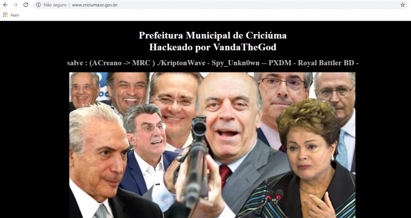 Site da prefeitura de Criciúma é atacado por hackers