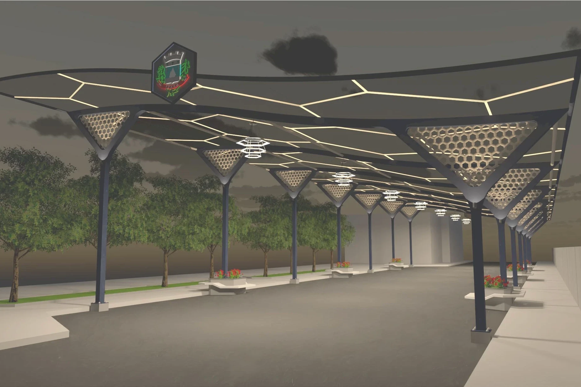 Içara terá rua coberta com iluminação cênica e inspirada em colmeia