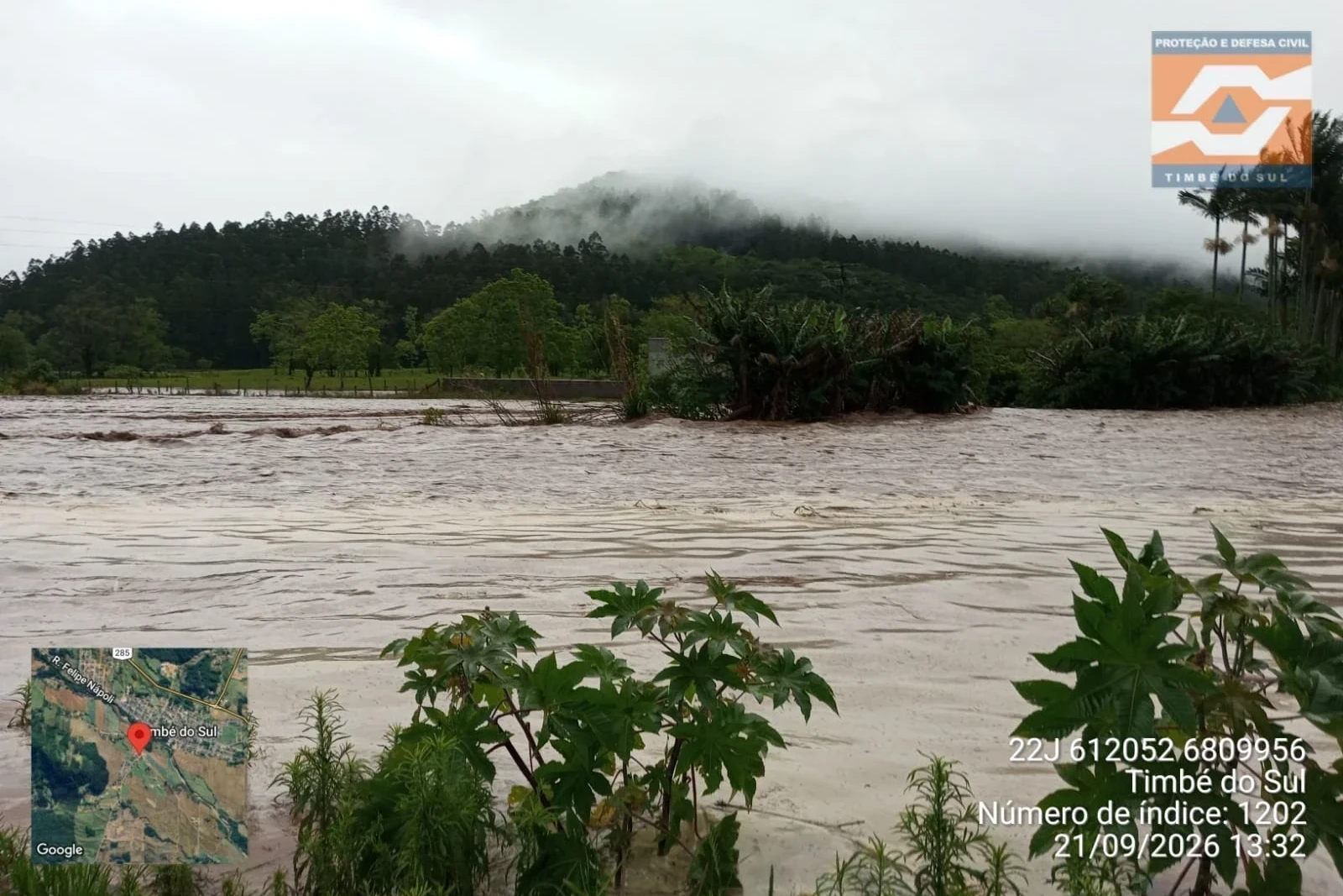 Timbé do Sul registra mais de 150 milímetros de chuva; município decretou situação de emergência
