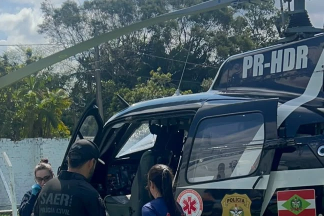 Serviço aeromédico encaminha jovem gravemente ferido para Criciúma